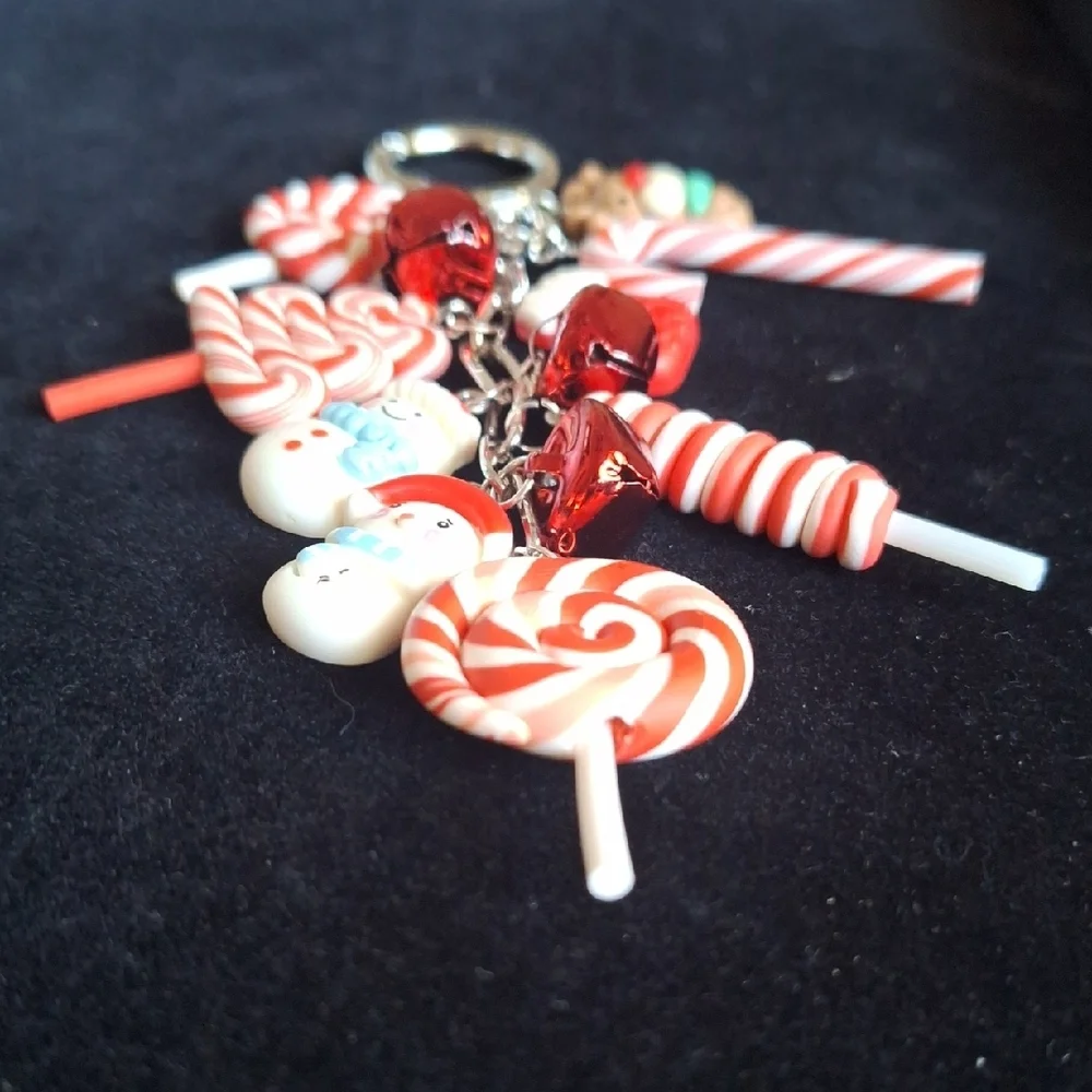 Festive Holiday Candy Bag Charm Keychain